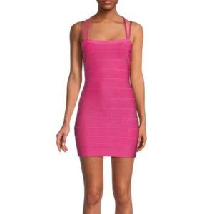 Herve Leger hot pink strappy bandage dress size S